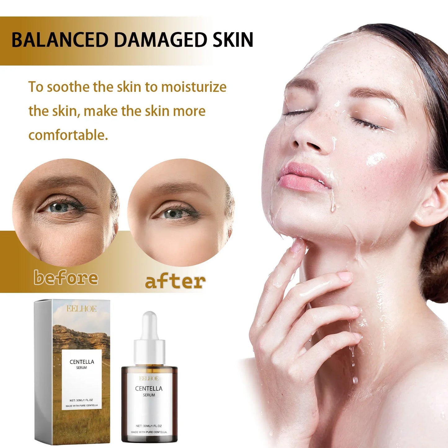 Centella Asiatica Moisturizing Essence Improves Dry Skin Dispels Acne Controls Oil Reduces Lines & Wrinkles Brightens Skin Tone
